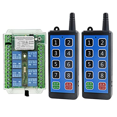 Tbkoeudhg 8-Kanal-Funk-Fernbedienungsschalter 12 V / 24 V / 36 V 433 MHz Remote Cont Wireless Remote Motor Control Switch DC9V-72V von Tbkoeudhg