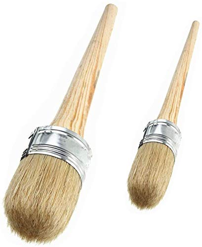 2 Stück Kreidefarbe Wachs Pinsel Set – 1 Zoll 5,1 cm Naturborsten rund Wachs Pinsel zum Malen oder Wachsen Möbel Home Decor von Tbrand
