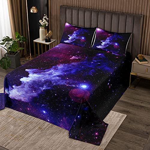 3D Galaxy Steppdecke 220x240cm Universum Sternenklarer Himmel Drucken Bettüberwurf Lila Blau für Kinder Jungen Mädchen Dekorative weiche Mikrofaser Tagesdecke mit 2 Kissenbezug von Tbrand