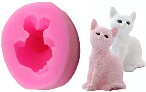 3D-Katzen-Kerzenform, kleine Größe, niedliche Katze, Silikonform für Fondant, Mini-Seife, Polymer-Ton, Wachs, Buntstift von Tbrand