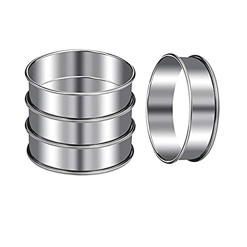 4er Set Double Rolled Tart Ringe English Muffin Ringe Professional Crumpet Ringe von Tbrand