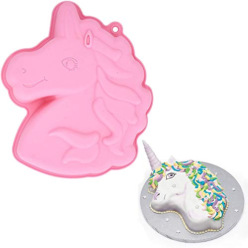 Einhorn-Kuchenform, BPA-frei und antihaftbeschichtet, Pony-Pferdkopf-Silikon-Backform für Mädchen, Einhorn-Geburtstagsparty, Backzubehör, Utensilien, Werkzeuge von Tbrand