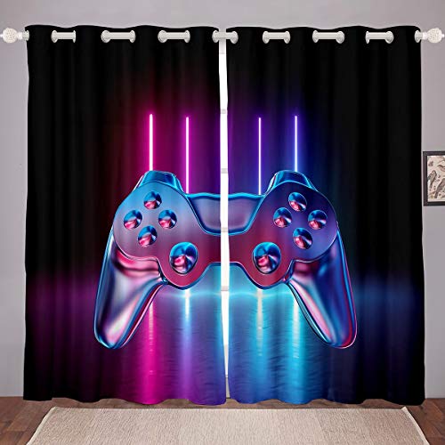 Gamepad Blickdichte Vorhänge Jungen Teenager 183x117cm Modern Game Fenstervorhang Videospiel Vorhänge für Kinder Mädchen Neuheit Gradient Action Buttons von Tbrand