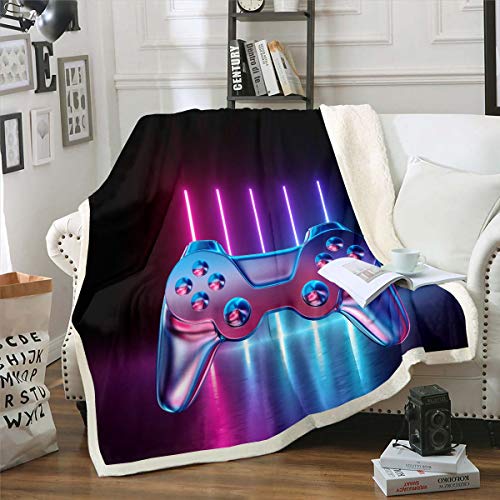 Gamepad Kuscheldecke Jungen Teenager 150x200cm Modern Game Decke Videospiel Wohndecke für Kinder Neuheit Gradient Action Buttons Dekor Mikrofaser Flanell Fleecedecke von Tbrand