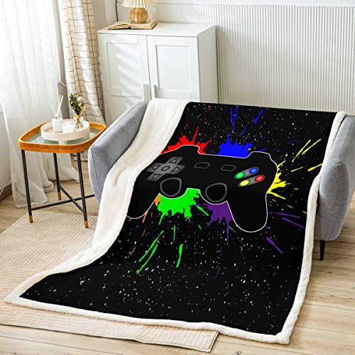 Gamer Decke Jugendliche Videospiel Gamepad Kuscheldecke 150x200cm für Kinder Moderner Spiel Controller Wohndecke für Sofa Fleckenresistente Gaming Tie Dye von Tbrand