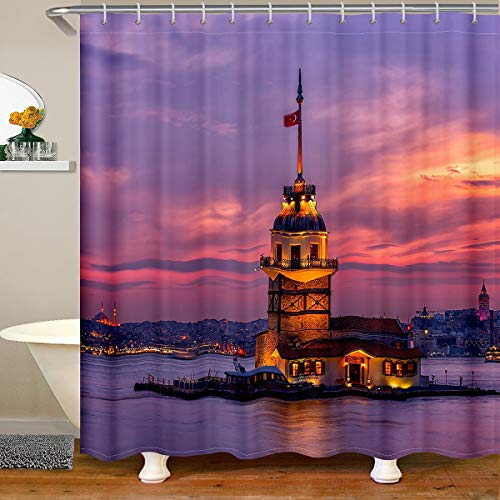 Hagia Sophia Stoff Duschvorhang 180x180 Istanbul Symbol Wasserdichtes Duschvorhang Textil für Kinder Sonnenuntergang Istanbul Stadtbild Mit Haken Modern Stil von Tbrand