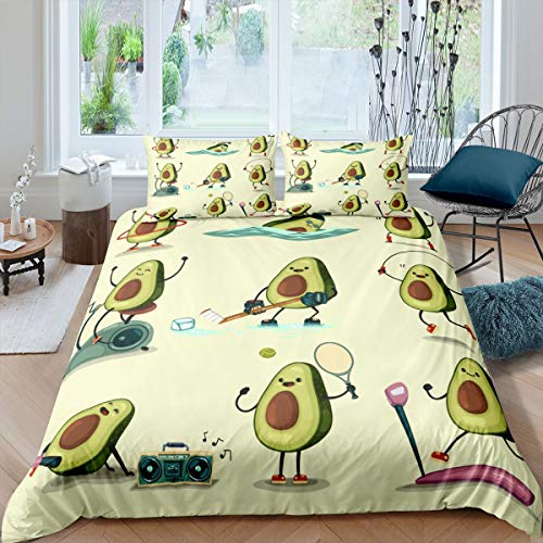 Kinder Bettbezug Set Kinder Süße Karikatur Avocado Bettwäsche Set 135x200cm Frisches Obst Sport Thema Betten Set Für Teenager Raumdekoration Schöne Avocados von Tbrand