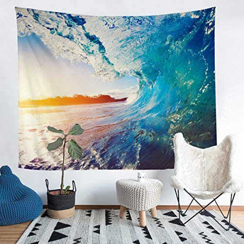 Ozean Wave Wandbehang Meereswellen Surfen Wandteppich 130x150cm Nautischer Tapisserie Für Kinder Jugendliche Hawaiian Summer Strand Wandtuch Tapestry von Tbrand