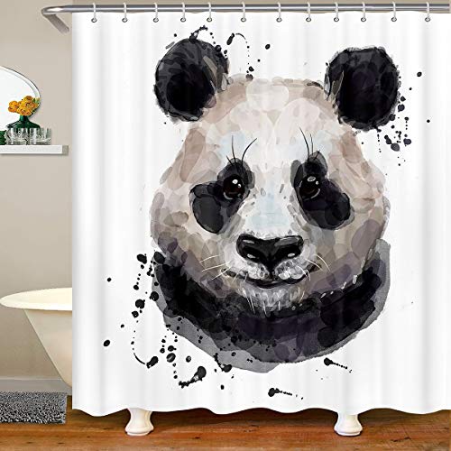 Panda Stoff Duschvorhang 180x180 Nettes Tiermuster Wasserdichtes Duschvorhang Textil für Kinder Karikatur Riese Panda Mit Haken Bär Gedruckte Wildtiere von Tbrand