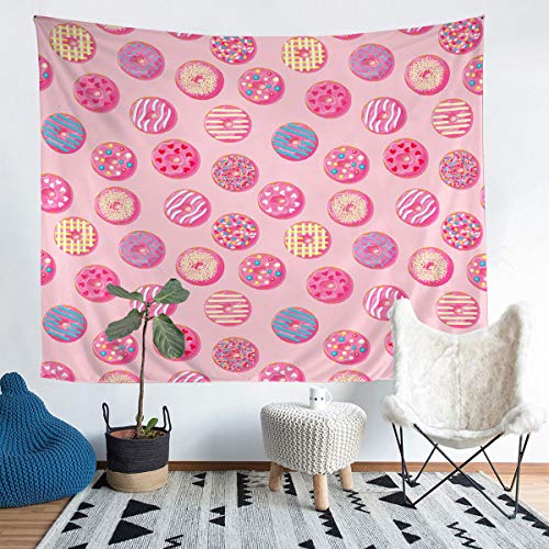 Schokolade Donut Wandbehang Wunderlicher Dessert Drucken Wandteppich 148x200cm für Teenager Dekor Schick Bright Kawaii Rosa Tapisserie Wandtuch Tapestry von Tbrand