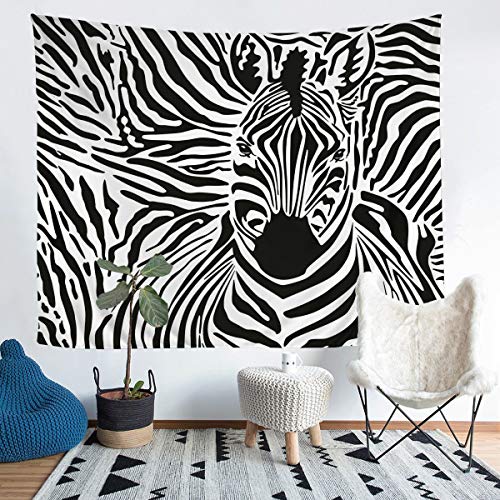 Schwarzes Zebra Tapisserie Wandbehang Tapisserie Wandbehang Weißes 3D Tapisserie Wandbehang Tuch Wandtuch Dekoration für Schlafzimmer Wohnzimmer Wandteppich 130x150cm von Tbrand