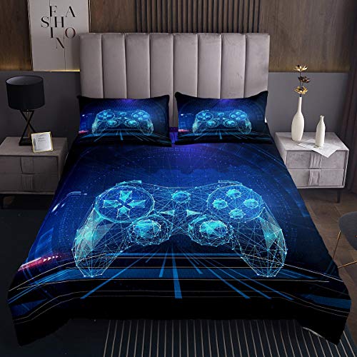 Spielthema Bettüberwurf Spielekonsole Gamepad Tagesdecke 220x240cm für Kinder Teenager Science Fiction Videospiel Dekor Steppdecke Moden Gaming 3St von Tbrand