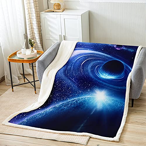 Tbrand Blauer Galaxiedruck Kuscheldecke 3D Universum Planet Flanell Fleecedecke 150x200cm Raum Sternenhimmel Decke Kinder Mikrofaser Couchdecke Decke für Sofa von Tbrand