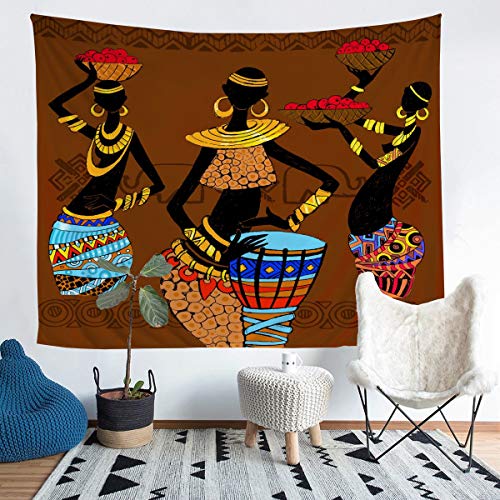 Tbrand Boho Stammes Tapisserie Afrikanerin Wandteppich 148x200cm für Frauen Mädchen Ethnisches Afrikanisches Muster Wandbehang Traditionelle Exotische Wandkunst von Tbrand