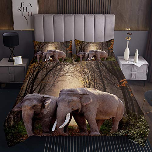 Tbrand Elefant Tagesdecke Elefant Steppdecke für Kinder Bettüberwurf 220x240cm Wohndecke Tagesdecke 3D Wilde Tier Muster 3St von Tbrand
