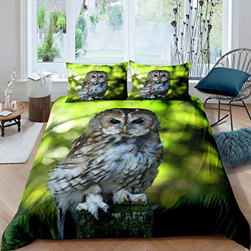 Tbrand Eule Bettwäsche Set 135x200cm Boho Eule Bettbezug Set für Jungen Mädchen Boho Exotisch Stil Betten Set Baum Botanisch Branches Drucken Dekor Weich 2St von Tbrand