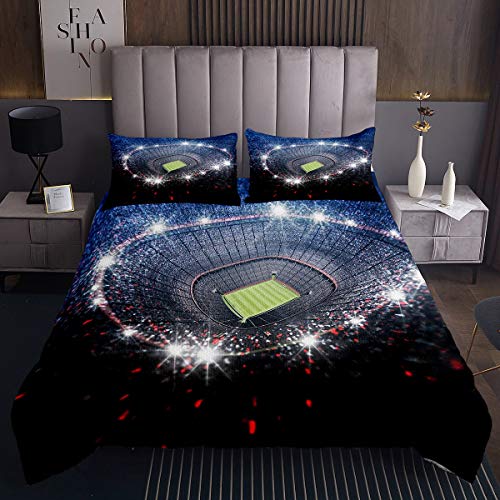 Tbrand Fußball Steppdecke für Mädchen Jungen Sport Thema Bettüberwurf 170x210cm Fußballfeld Muster Tagesdecke Raumdekor Wettbewerbsspiele 2St von Tbrand