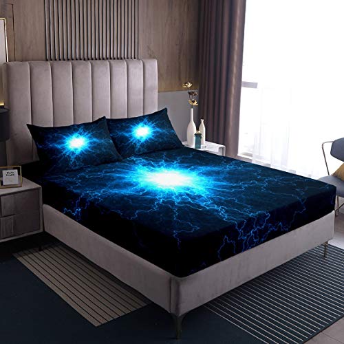 Tbrand Galaxis Spannbettlaken 90x200cm Weltraum Spannbetttuch für Kinder Jungen Mädchen Sparkle Space Ball Dekor Bettlaken Set Nebula Universum Planet 2St von Tbrand