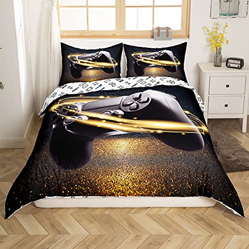 Tbrand Gamepad Bettbezug Set Jungen Gamer Bettwäsche Set 155x220cm Schwarz Golden Videospiel Gamepad Betten Set Für Jugendliche Kinder Chic Glitter Moderner Game Controller Ultra weich Tbrand Gamepad Bettbezug Set Jungen Gamer Bettwäsche Set 155x220cm Schwarz Golden Videospiel Gamepad Betten Set Für Jugendliche Kinder Chic Glitter Moderner Game Controller Ultra weich von Tbrand