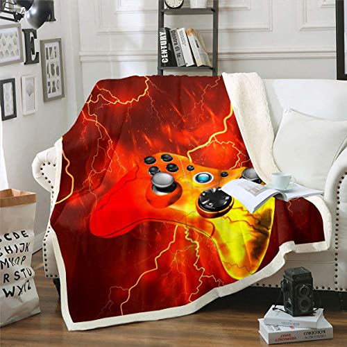 Tbrand Gamepad Decke 150x200cm Gamer Videospiel Wohndeckening Konsole Gamepad Kuscheldecke Jugendliche Gaming Spiel Controller Flanell Fleecedecke für Couch,Rot von Tbrand