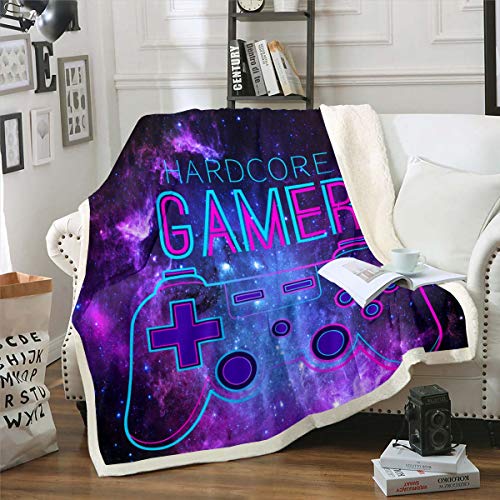 Tbrand Jungen Gamepad Kuscheldecke Galaxis Gamer Wohndecke 220x240cm Für Kinder Mädchen Sohn Videospiel Flanell Fleecedecke Ultra weich Sternenhimmel Dekor von Tbrand