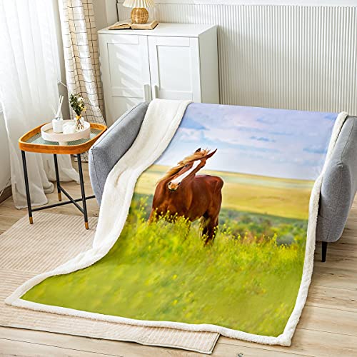 Tbrand Kinder Flanell Fleecedecke Pferd 3D-Druck Kuscheldecke Weiche, atmungsaktive Mikrofaser Decke Tiere Wohndecke Decke für Jungen Teens 150x200cm von Tbrand