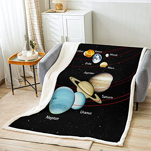 Tbrand Kinder Kuscheldecke Sonnensystem Planet Flanell Fleecedecke Leicht Jungen-Teenager-Decke mit Kissenbezug Dekoratives Mikrofaser Wohndecke 150x200cm von Tbrand