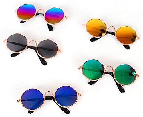 Tbrand Niedliche und lustige Haustier-Sonnenbrille im klassischen Retro-Stil, runde Metall-Sonnenbrille für Katzen oder kleine Hunde von Tbrand