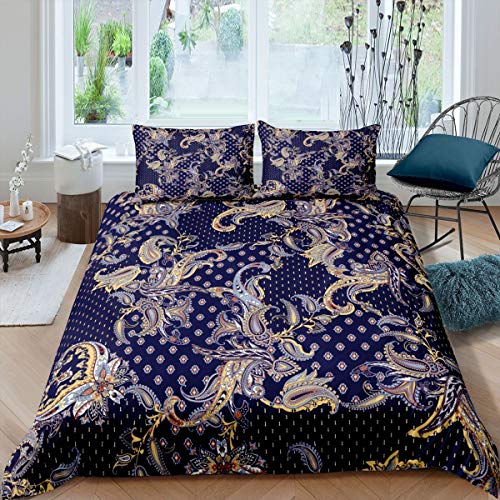 Tbrand Paisley Bettwäsche Set 135x200cm Boho Paisley Bettbezug Set für Frauen Bohemian Exotisch Stil Betten Set European Stil Design Luxus Dots 2St von Tbrand