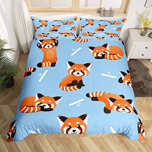 Tbrand Rot Panda Bettwäsche 135x200cm Nettes Tiermuster Bettbezug Set für Kinder Jungen Mädchen Panda Bedrucktes Bettwäsche Set Wildlife Stil Betten Set Kinderzimmer Dekor 2St. Blau von Tbrand