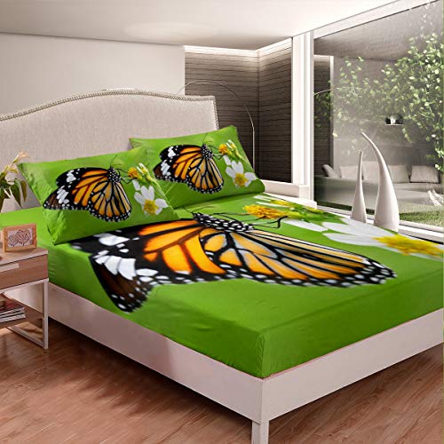 Tbrand Schmetterling Spannbettlaken 90x200cm Blumen Drucken Spannbetttuch für Kinder Blütenblüten Muster Bettlaken Set Fliegende Insekten Muster Grün 2St rutschfeste Tbrand Schmetterling Spannbettlaken 90x200cm Blumen Drucken Spannbetttuch für Kinder Blütenblüten Muster Bettlaken Set Fliegende Insekten Muster Grün 2St rutschfeste von Tbrand
