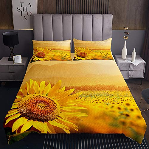 Tbrand Sonnenblumenrose Tagesdecke 170x210cm Goldgelbe Blume Steppdecke für Kinder Jungen Mädchen Bloom Floral Softest Bettüberwurf Schwarz Kuscheldecke Bunte Gesteppte Decke Schwarz Ultra weich 2St von Tbrand