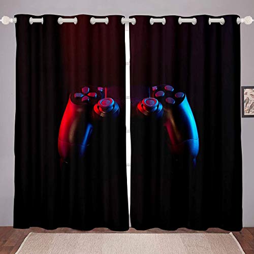 Tbrand Spiele Vorhänge Jungen Kinder Gamer Videospiel Gamepad Vorhänge für Schlafzimmer Jugendliche Spielzimmer Fenstervorhang Luxus Blickdichte Vorhänge Wohnkultur 245x140cm, Schwarz von Tbrand