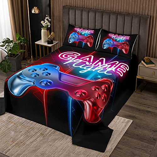 Tbrand Spielthema Muster Bettüberwurf Gamepad Tagesdecke für Kinder Jungen Männer Modern Gamer Dekorative Steppdecke 170x210cm Videospiel-Controller-Aktionstasten Bunt drucken Coole von Tbrand