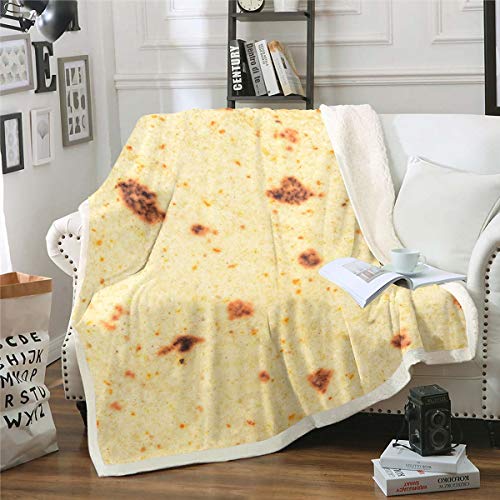 Tortilla Burrito Decke Burrito Wrap Pfannkuchen Kreativ Wohndecke Gelb Mexikanischer Kuchen Kuscheldecke 150x200cm Luxus Delicious für Couch Flanell Fleecedecke von Tbrand