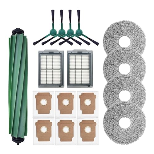Kompatibel mit IRobot Roomba Plus 405 Combo / 505 Combo Roboterstaubsauger Ersatzteile Hauptseitenbürsten Mopptücher Filter Staubbeutel Zubehör(Light Green) von Tbrov