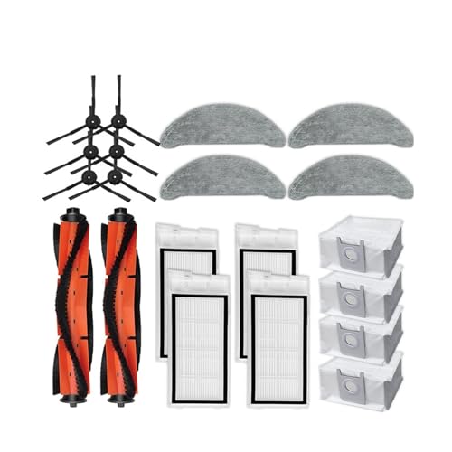Kompatibel mit Roidmi Eve Plus SDJ01RM Roboterstaubsauger-Ersatzteilzubehör, Hauptseitenbürste, Hepa-Filter, Wischlappen, Staubbeutel(Brown) von Tbrov