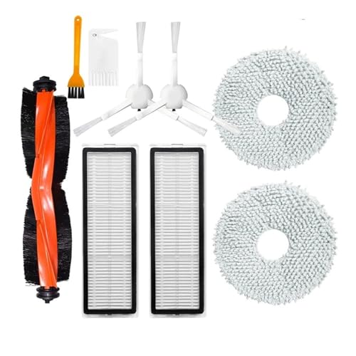 Kompatibel mit XiaoMi Mijia Omni Robot X10+ Dreame S10 Pro / L10s Ultra Staubsauger-Hauptbürstenabdeckung, Hepa-Filter, Wischlappen, Staubbeutelteile(Set8) von Tbrov