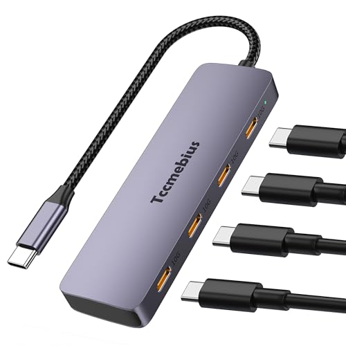 Tccmebius USB C Hub 10Gbps Aluminium, USB 3.2 Gen2 Splitter mit 4 USB-C Datenanschlüsse, Tragbar Typ C Multiport-Adapter für MacBook Pro/Air, iPad Pro, Surface Pro, Laptop, Smartphone (TCC-T324C) Tccmebius USB C Hub 10Gbps Aluminium, USB 3.2 Gen2 Splitter mit 4 USB-C Datenanschlüsse, Tragbar Typ C Multiport-Adapter für MacBook Pro/Air, iPad Pro, Surface Pro, Laptop, Smartphone (TCC-T324C) von Tccmebius
