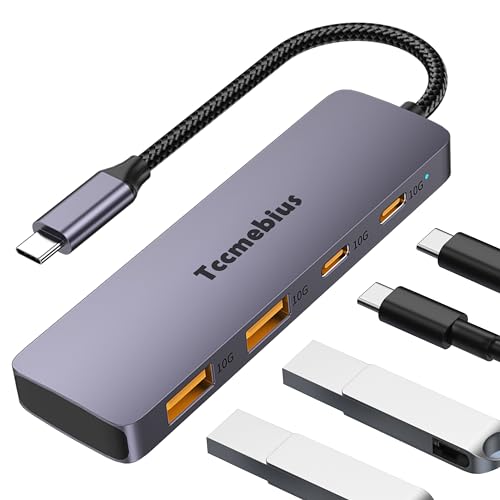 Tccmebius USB C Hub 10Gbps, Aluminium USB 3.2 Gen2 Splitter mit 2 USB-C 2 USB-A Datenanschlüsse, Tragbar Typ C Multiport-Adapter für MacBook Pro/Air iPad Pro Surface Pro Laptop Smartphone (TCC-T324U) Tccmebius USB C Hub 10Gbps, Aluminium USB 3.2 Gen2 Splitter mit 2 USB-C 2 USB-A Datenanschlüsse, Tragbar Typ C Multiport-Adapter für MacBook Pro/Air iPad Pro Surface Pro Laptop Smartphone (TCC-T324U) von Tccmebius
