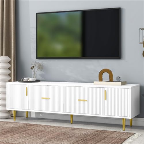 Großer TV Schrank TV-Ständer Für Fernseher Bis Zu 70" Lowboard Goldene Griffe Fernsehschrank Mit 2 Türen 2 Schubladen Sideboard Leise Scharniere Sideboard Für Wohnzimmer Weiß Großer TV Schrank TV-Ständer Für Fernseher Bis Zu 70" Lowboard Goldene Griffe Fernsehschrank Mit 2 Türen 2 Schubladen Sideboard Leise Scharniere Sideboard Für Wohnzimmer Weiß von Tcewhhy