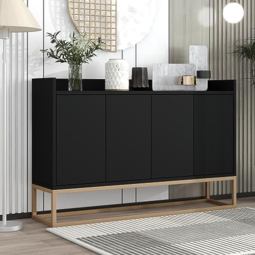 Modernes Sideboard Aus Holz Mit 4 Türen Buffetschrank Küchenschrank Beistellschrank Standschrank Für Esszimmer Wohnzimmer Küche Anrichte Schrank Mehrzweckschrank Schwarz von Tcewhhy