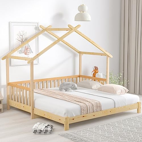 Tcewhhy Kinderbett 200x90cm Erweiterbares Baumhausbett Bodenbett Ausziehen Massivholz Für Kinder Und Jugendliche Einzel- Und Doppelbett Tagesbett Jugendbett Natur von Tcewhhy