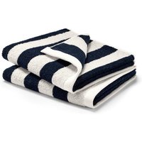 2 Handtücher, dunkelblau-weiß gestreift von Tchibo