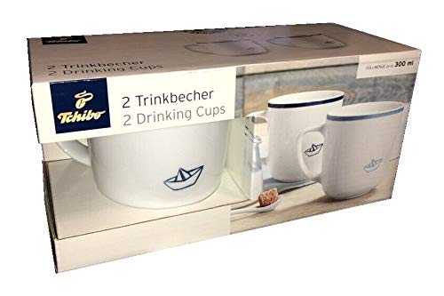 2 Porzellan Tassen Papier Schiff Trinkbecher Kaffeetassen Schiffchen von Tchibo