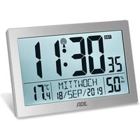 Tchibo - ADE Digitale XL-Funk-Tischuhr mit Thermometer und Hygrometer - silber von Tchibo