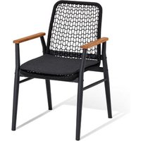 Tchibo - Dining-Stuhl mit Teak-Armlehnen und Textilgeflecht - 59x64x88cm - anthrazit - Aluminium / Holz / Polyester von Tchibo