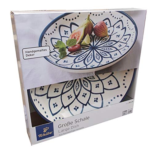 Tchibo - Große Schale mit handgemaltem blauen Dekor (G), Feines Porzellan, Keramik, Böhmisch, Schale, Bowl von Tchibo