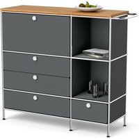 Tchibo - Sideboard Metall »Cn3« mit Holzplatte - 127x42x111cm - chrom - Stahl / Aluminium / Kunststoff von Tchibo