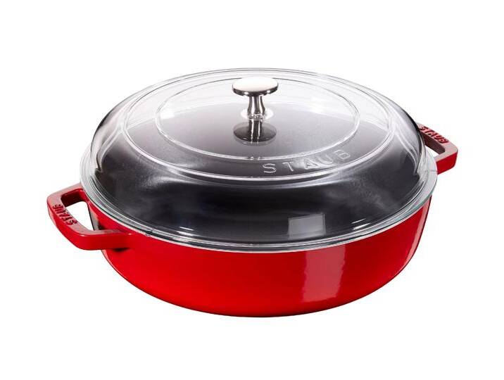 Staub Gusseisen-Bräter »Braisers« mit Glasdeckel - silber von Tchibo